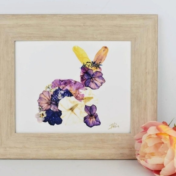 Real pressed flower 8x10 bunny rabbit art print - Picture 4 of 4